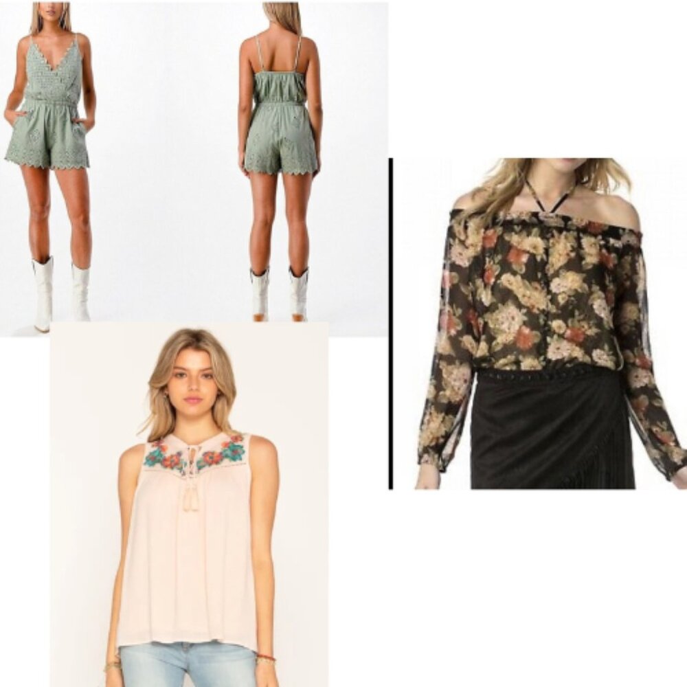 MISS ME women's bundle 3 pieces tank, blouse, and romper size S/M